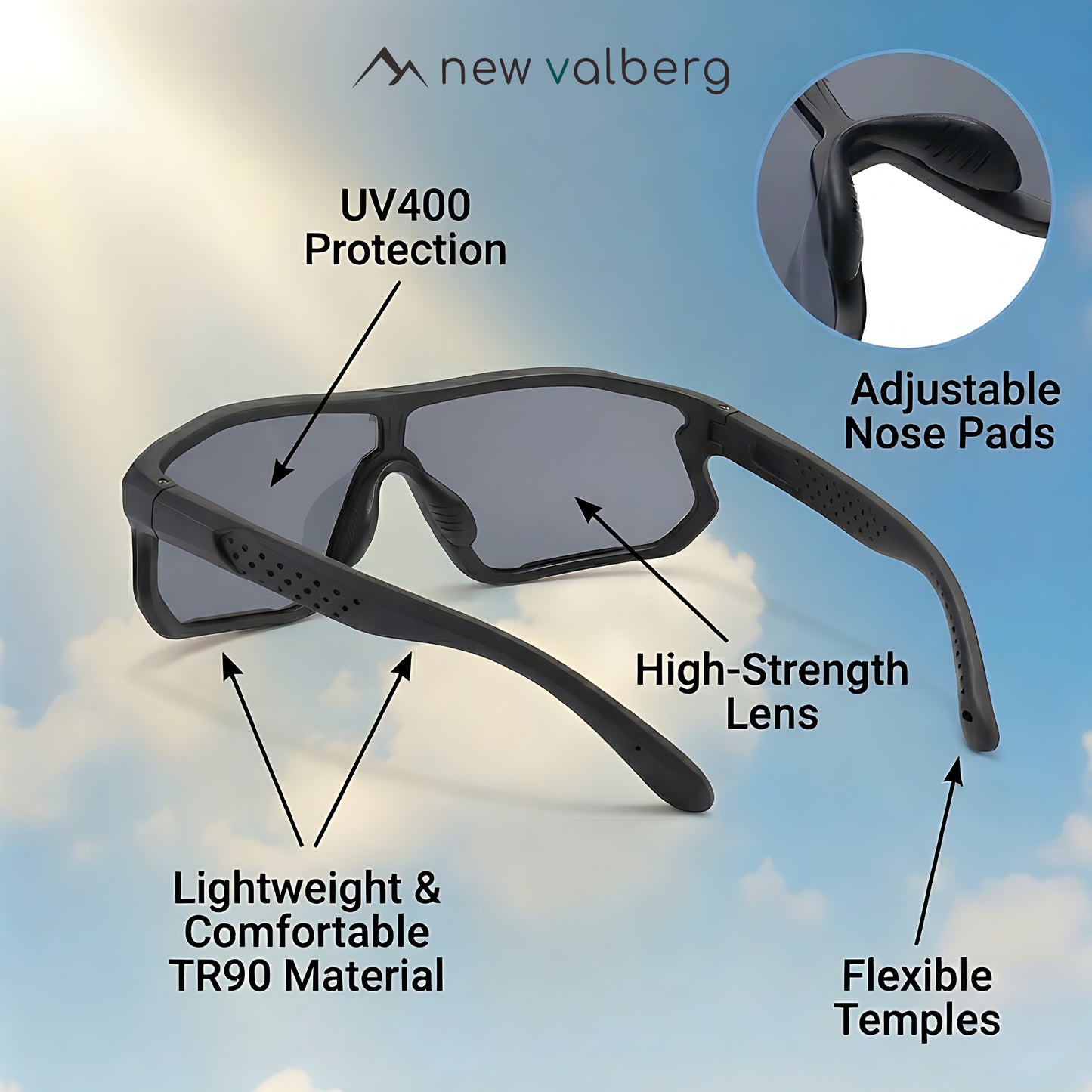 Aero-Pro: Wraparound Sport Sunglasses with UV 400 Protection